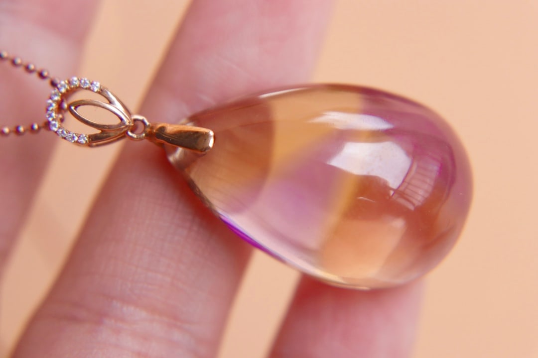 18K Gold Bi-color Ametrine Diamond Pendant - 8