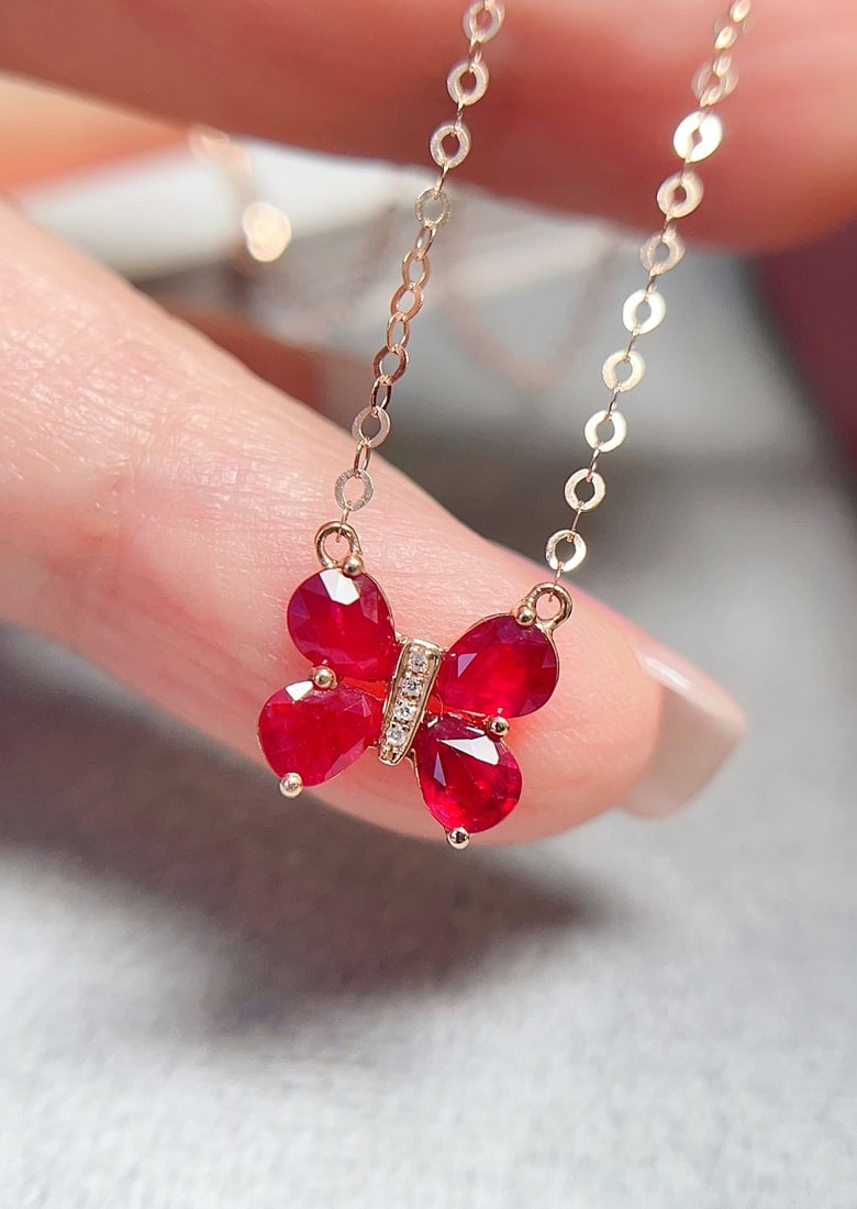 18K Gold Ruby Necklace - 2