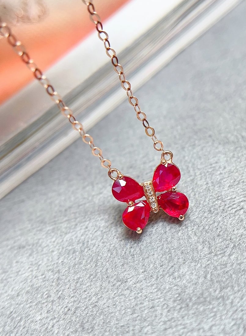 18K Gold Ruby Necklace - 3
