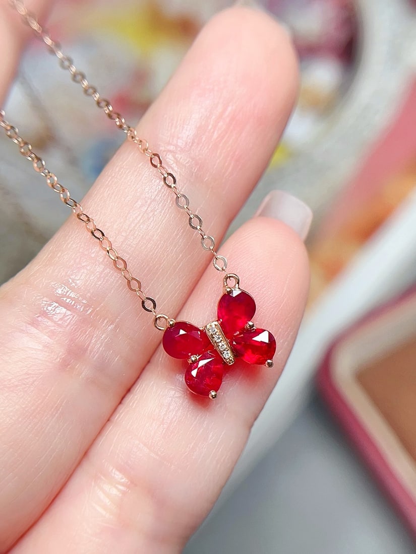 18K Gold Ruby Necklace - 5
