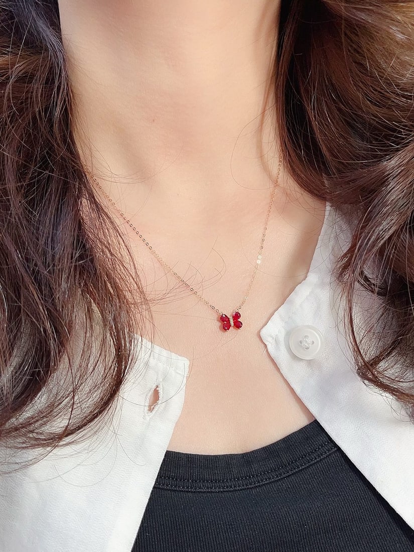 18K Gold Ruby Necklace - 6