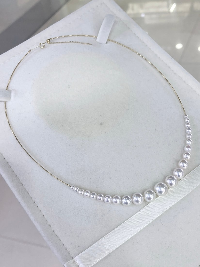 18K Gold Natural Akoya Pearl Necklace - 2
