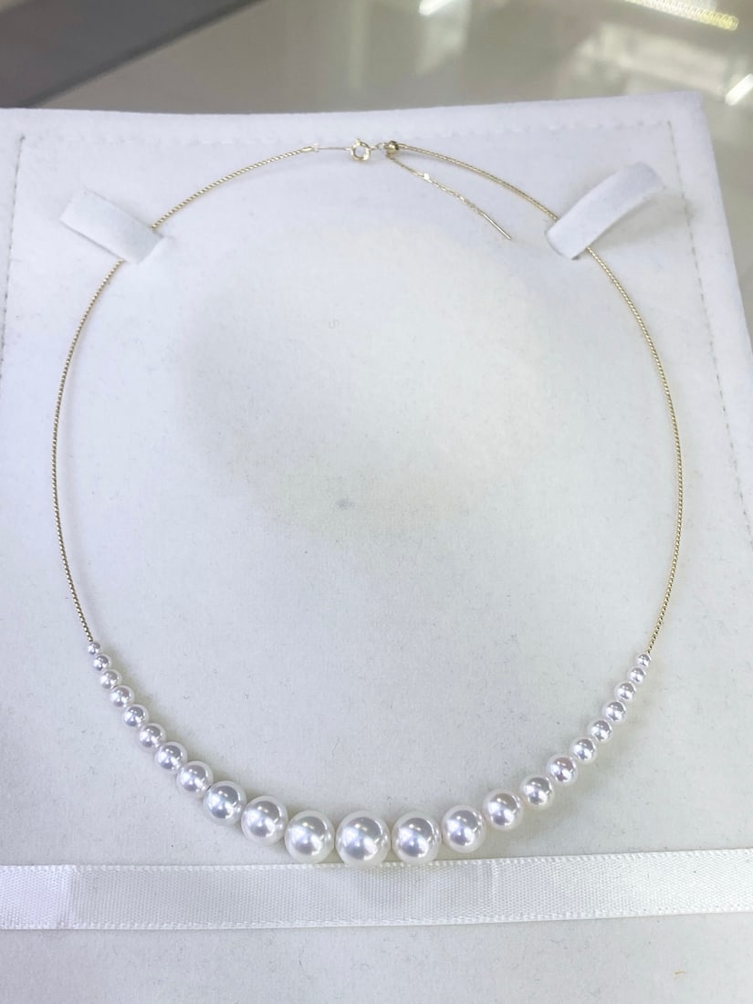 18K Gold Natural Akoya Pearl Necklace - 3