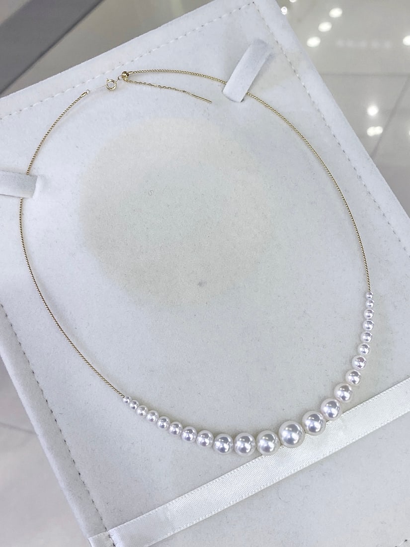 18K Gold Natural Akoya Pearl Necklace - 4