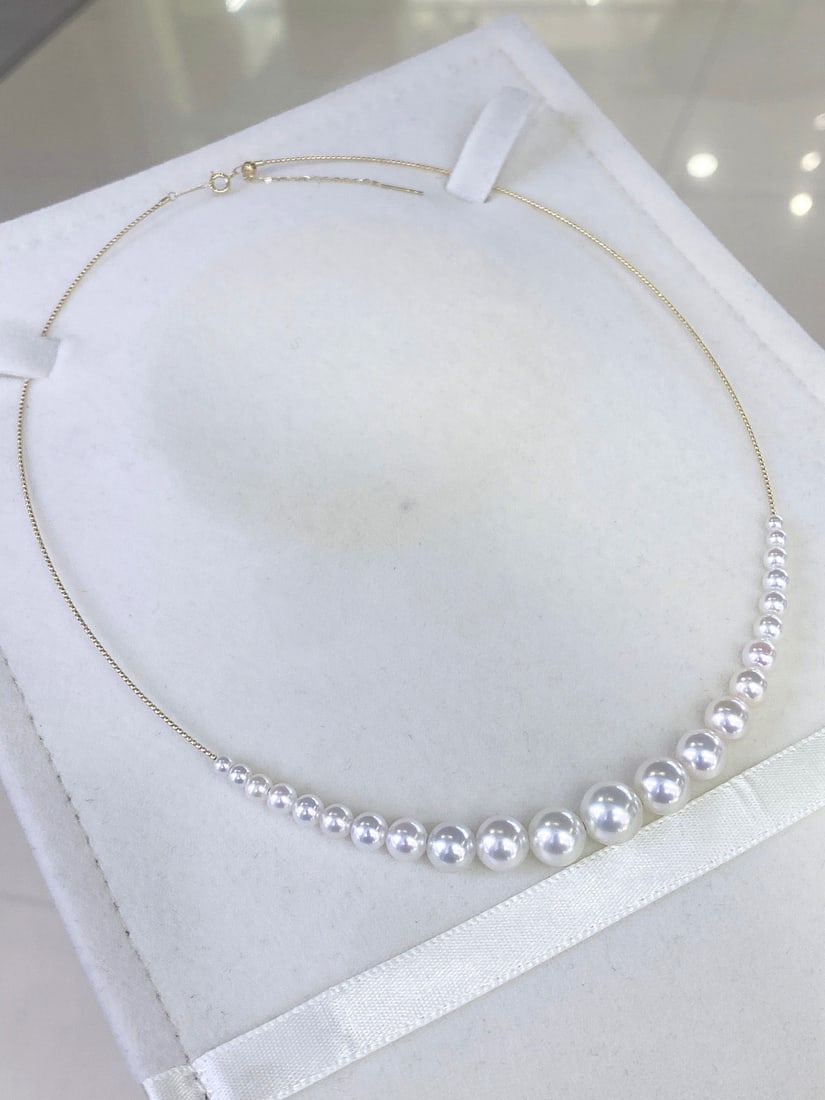 18K Gold Natural Akoya Pearl Necklace - 5