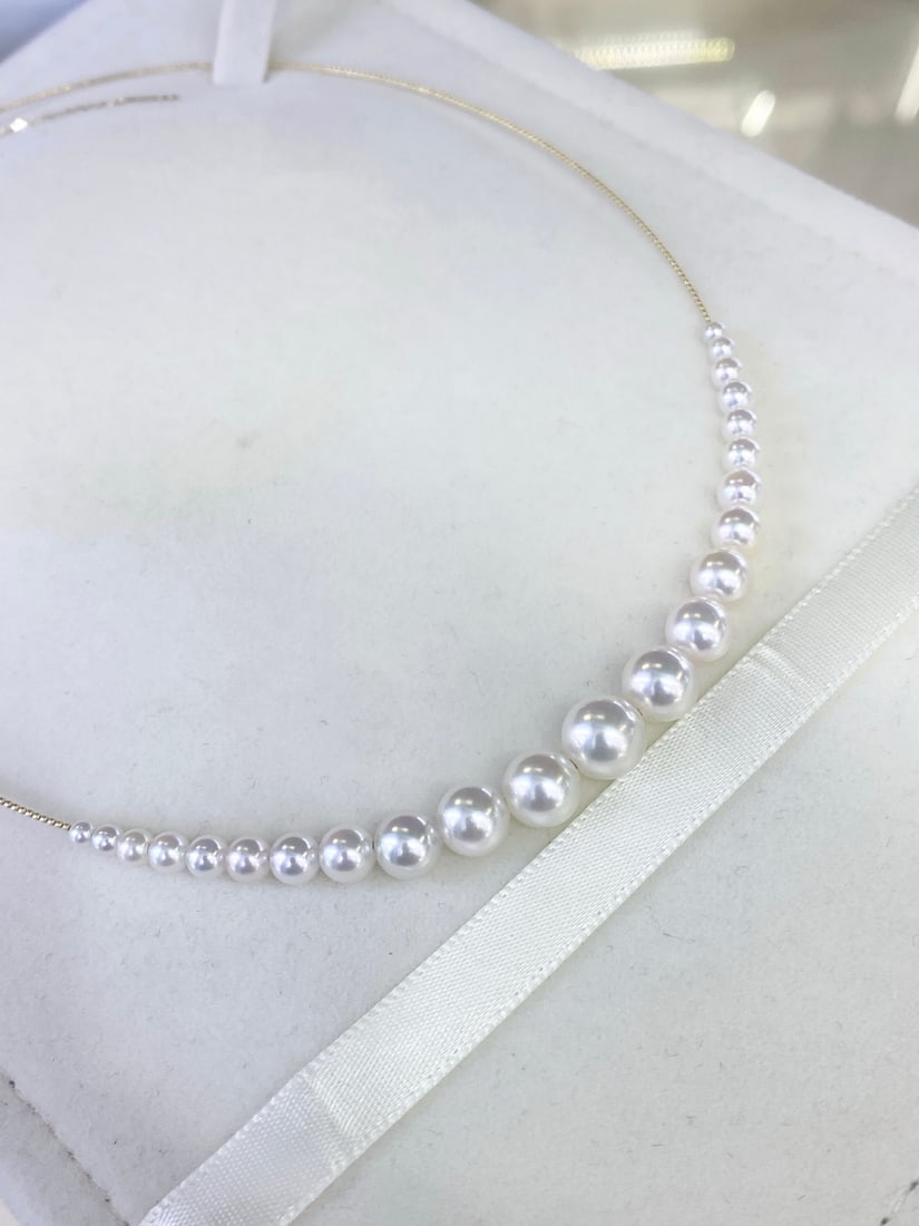 18K Gold Natural Akoya Pearl Necklace - 6