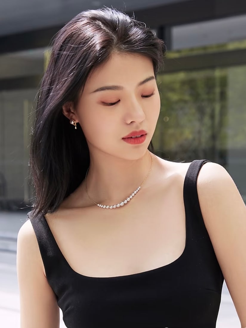 18K Gold Natural Akoya Pearl Necklace - 7