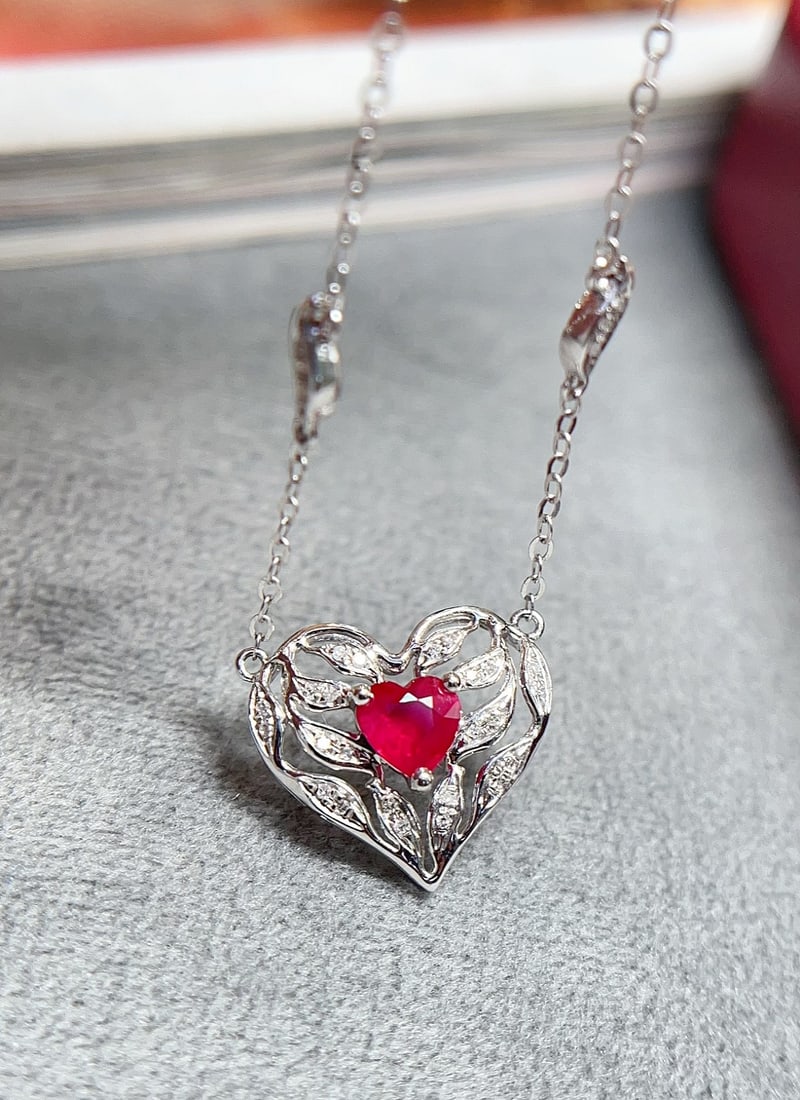 18K Gold Ruby Necklace - 4