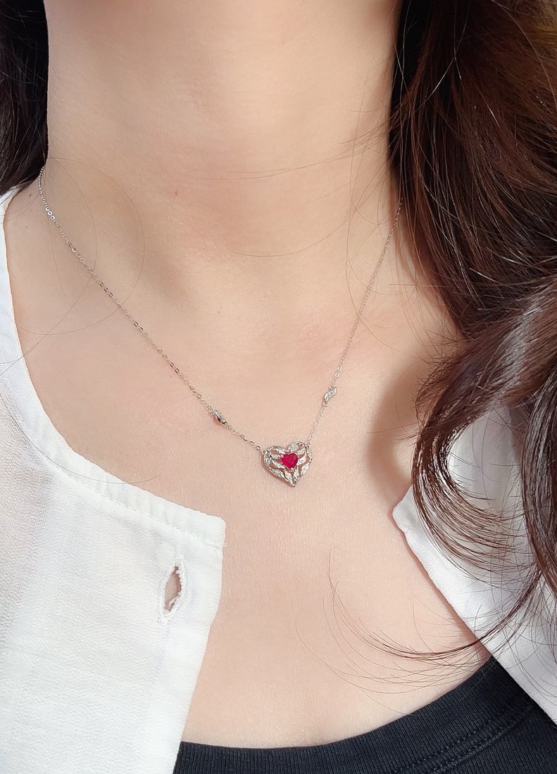 18K Gold Ruby Necklace - 6