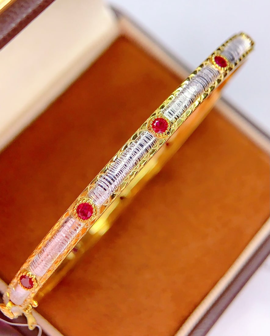 18K Gold Natural Ruby Bracelet - 2