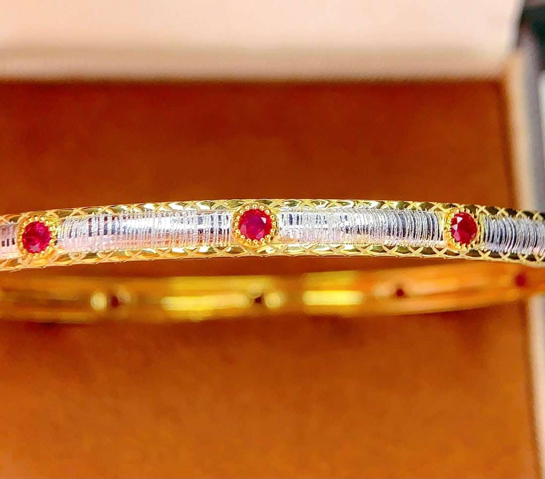 18K Gold Natural Ruby Bracelet - 3