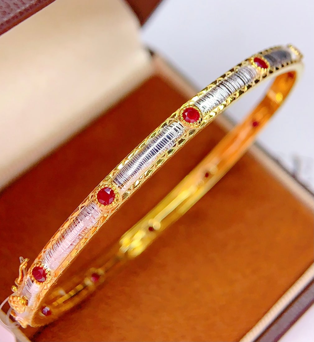 18K Gold Natural Ruby Bracelet - 4