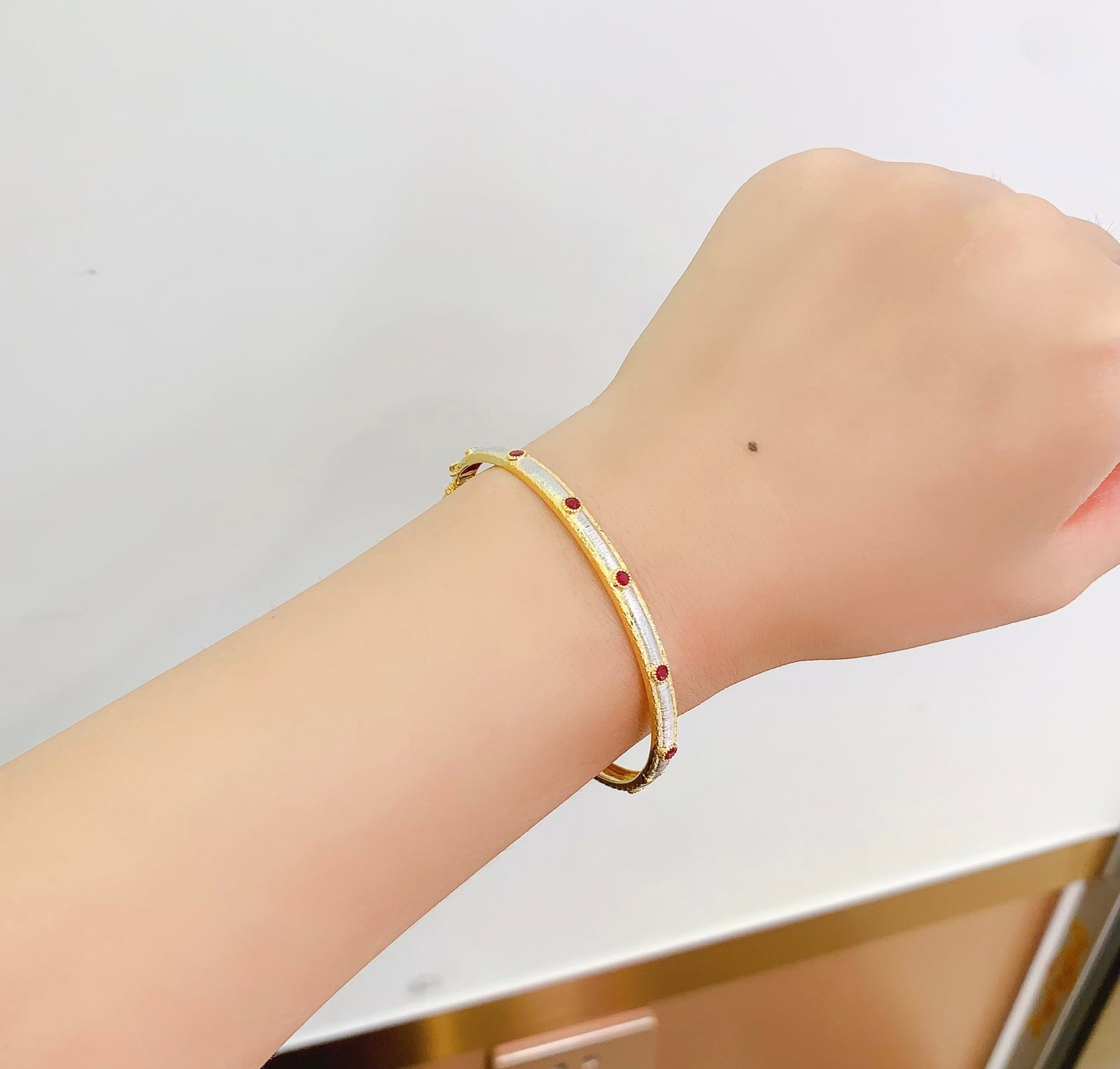 18K Gold Natural Ruby Bracelet - 7