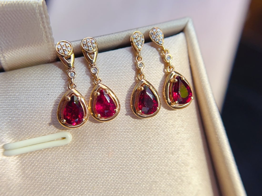 18K Gold Tourmaline Earrings - 2