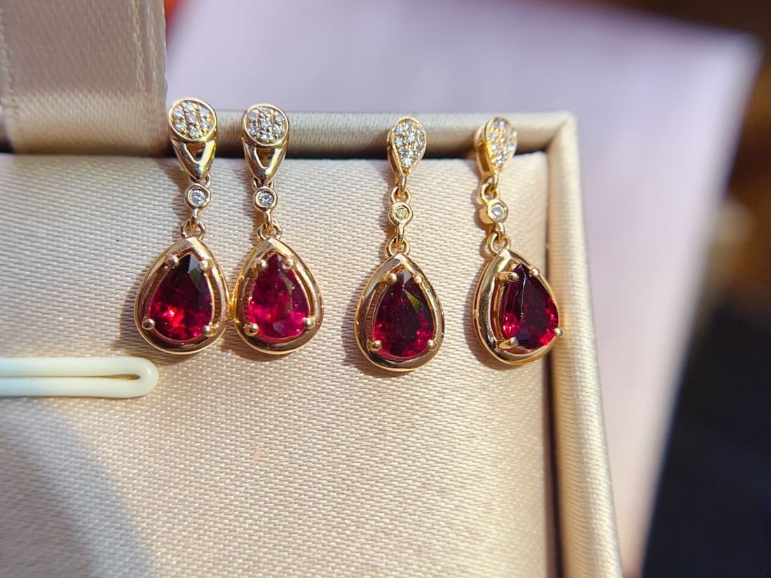 18K Gold Tourmaline Earrings - 3