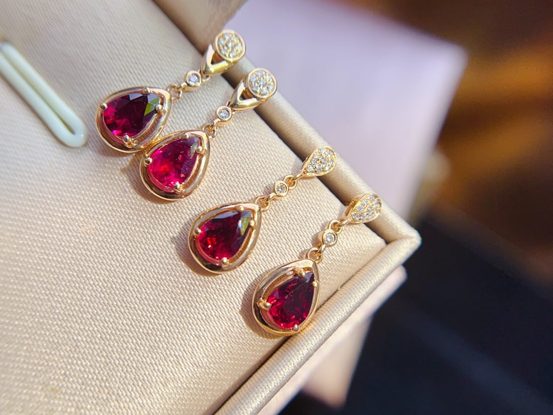 18K Gold Tourmaline Earrings - 4
