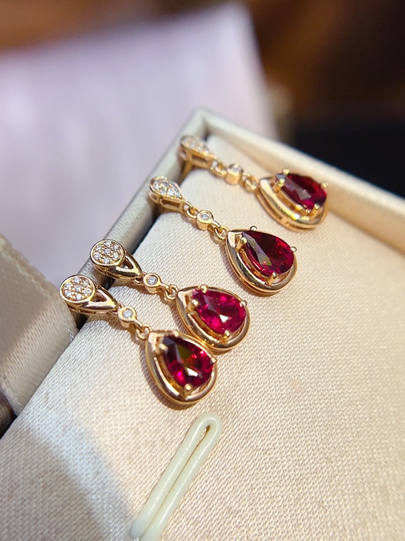 18K Gold Tourmaline Earrings - 5