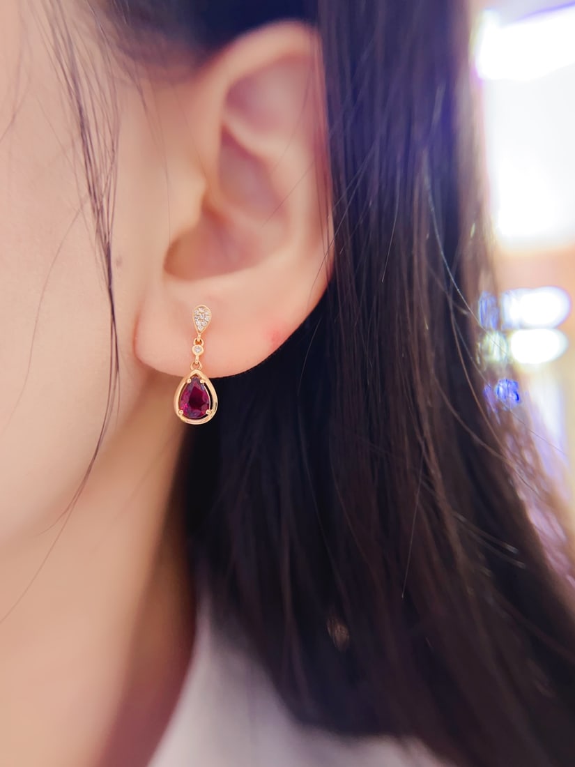 18K Gold Tourmaline Earrings - 6