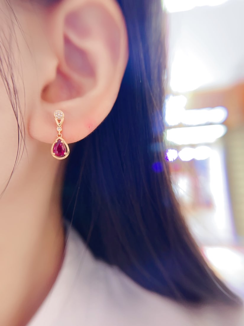 18K Gold Tourmaline Earrings - 7