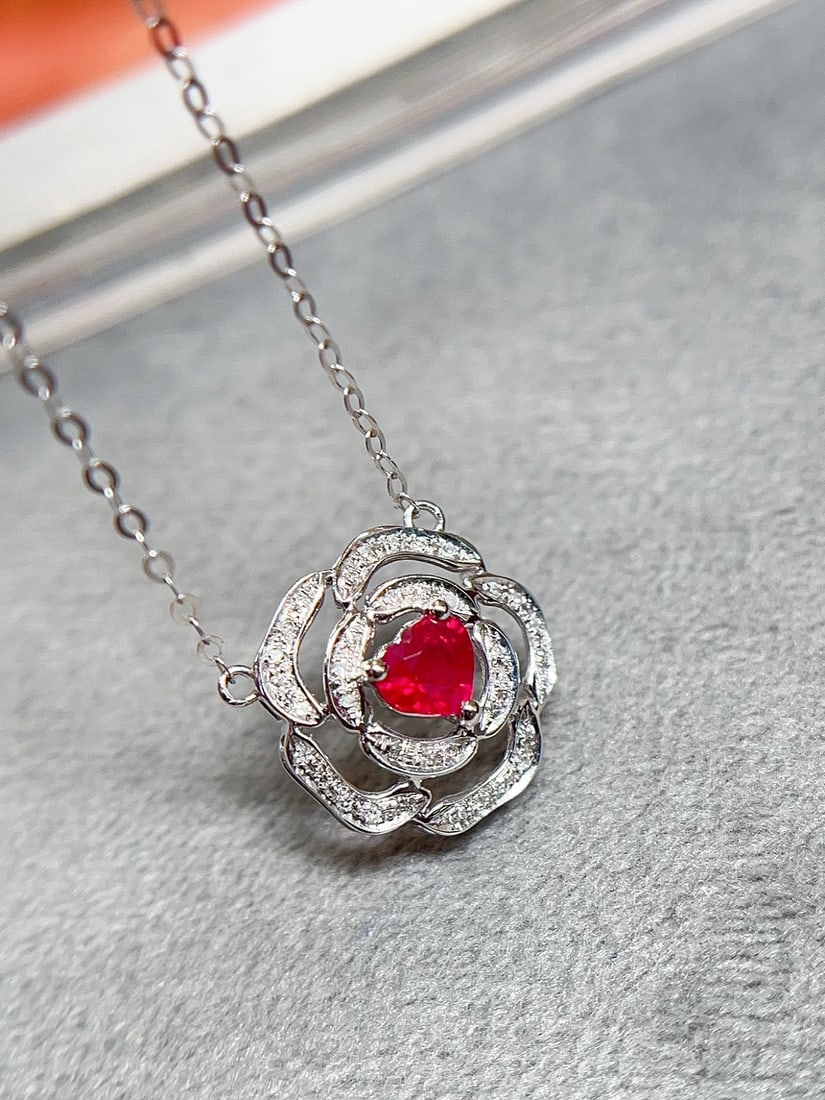 18K Gold Ruby Necklace - 3