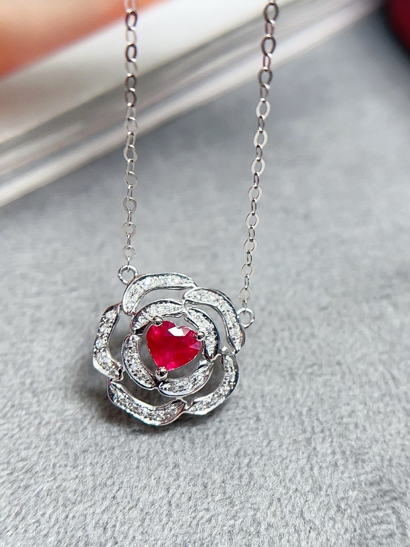 18K Gold Ruby Necklace - 4