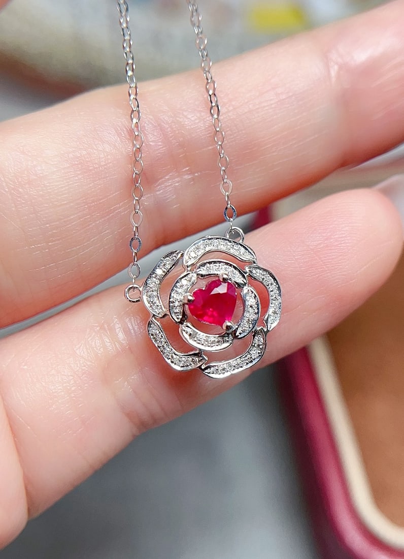 18K Gold Ruby Necklace - 5