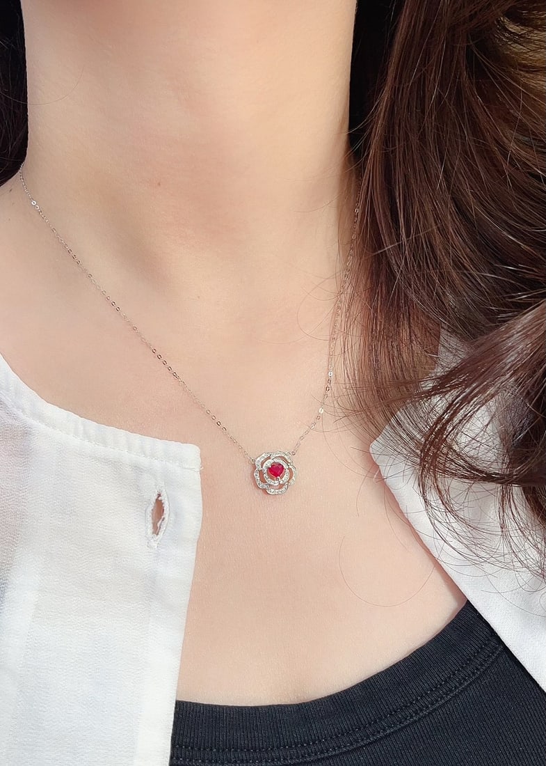 18K Gold Ruby Necklace - 6