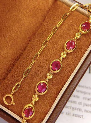 18K Gold Natural Ruby Bracelet