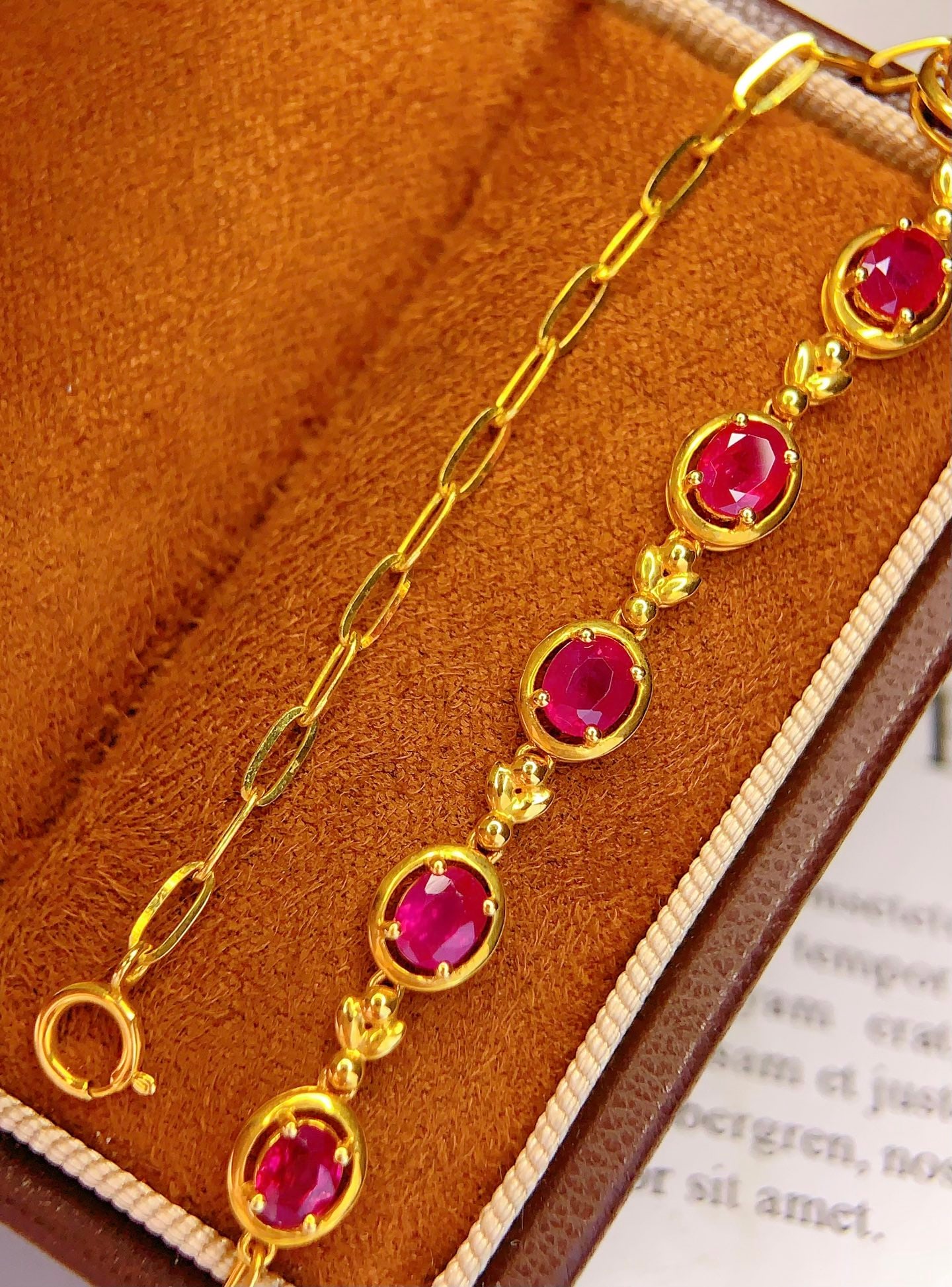 18K Gold Natural Ruby Bracelet - 2