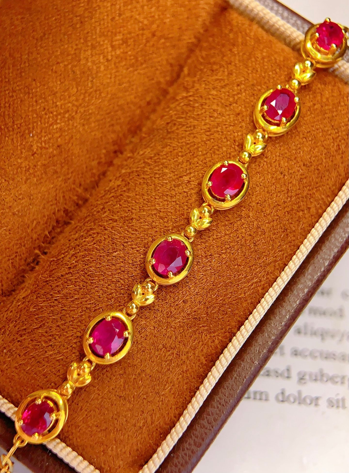 18K Gold Natural Ruby Bracelet - 4
