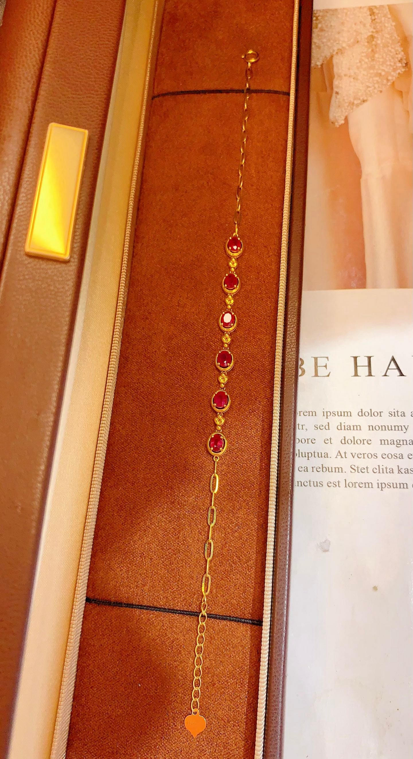 18K Gold Natural Ruby Bracelet - 6