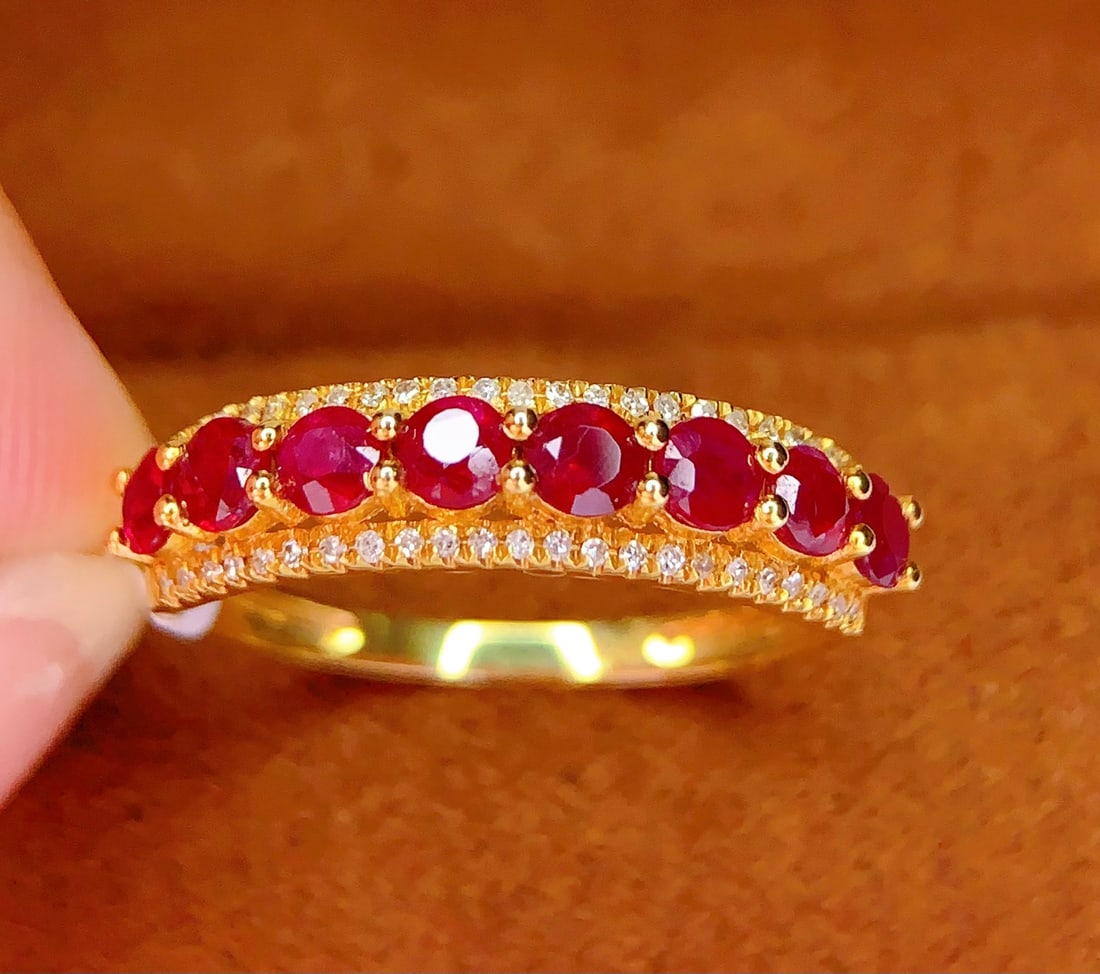 18K Gold Natural Ruby Ring - 4