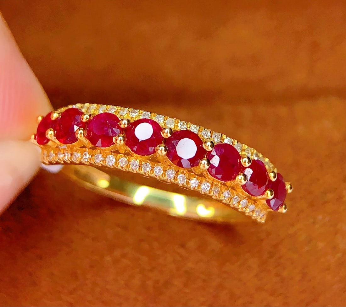 18K Gold Natural Ruby Ring - 5