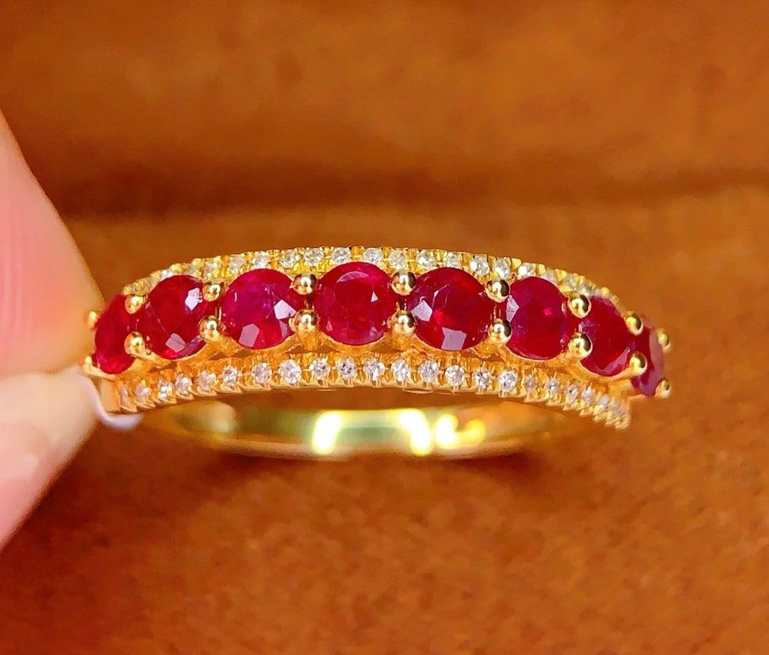 18K Gold Natural Ruby Ring - 6