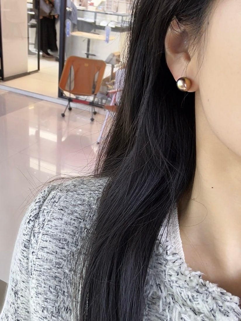 Deep gold natural Edison pearl earrings - 7