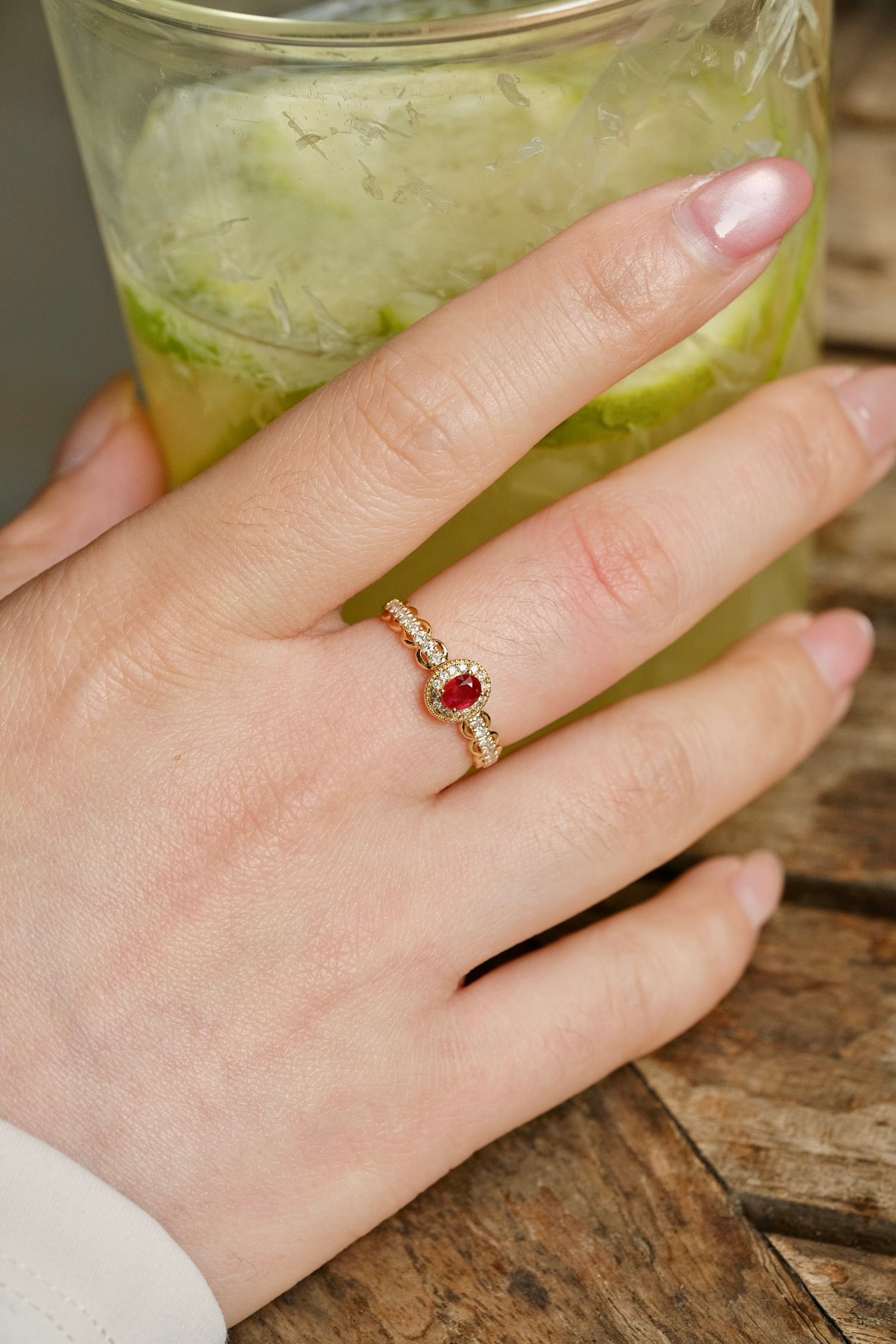18K Gold Natural Ruby Ring - 5