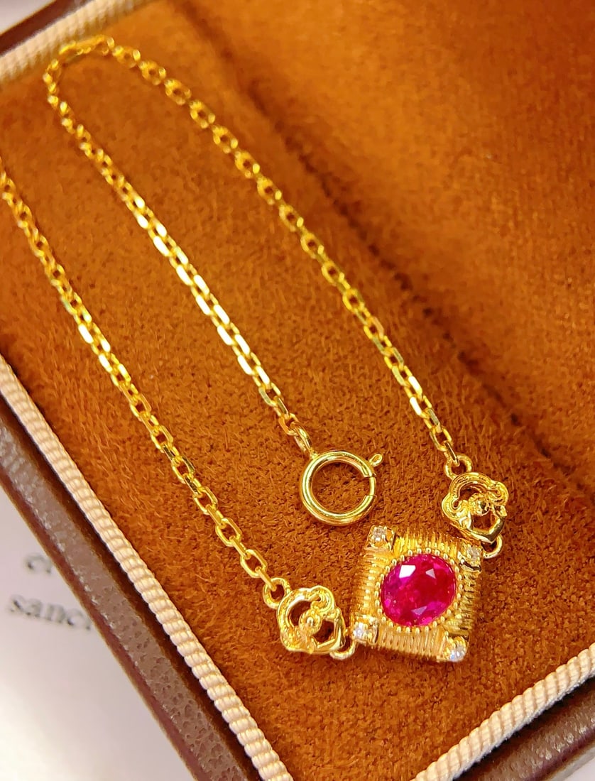 18K Gold Natural Ruby Bracelet - 3