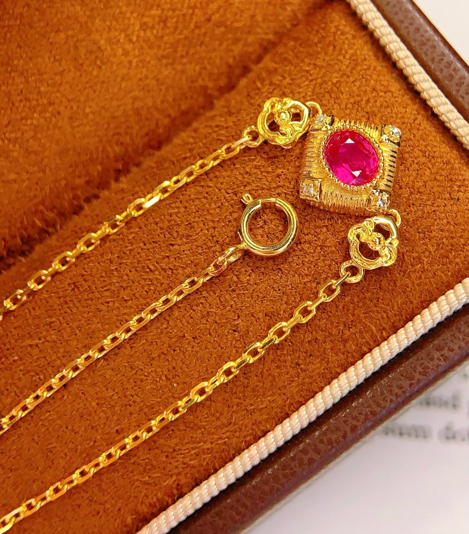 18K Gold Natural Ruby Bracelet - 5