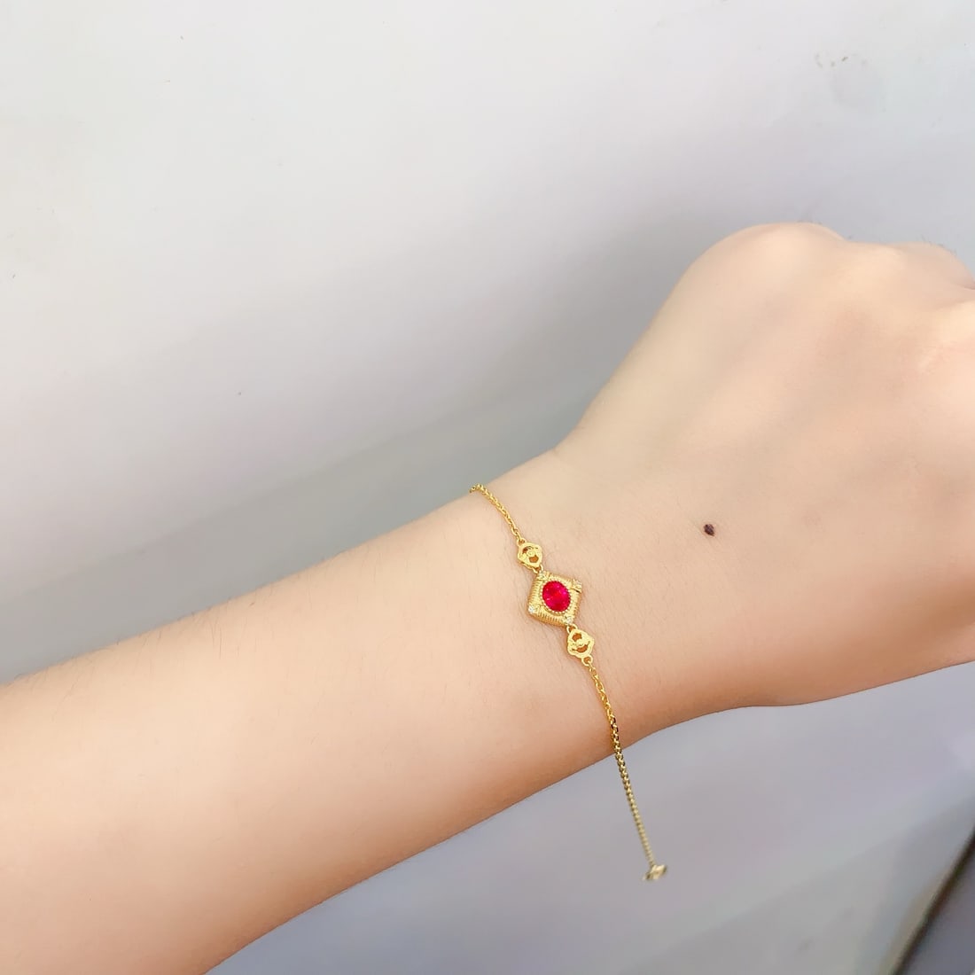 18K Gold Natural Ruby Bracelet - 6