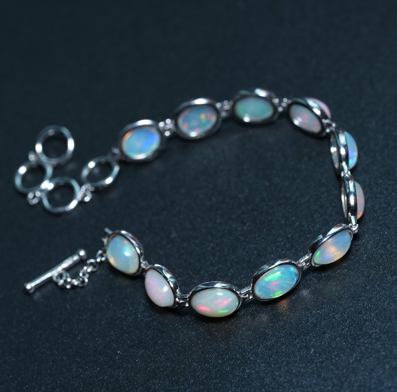 S925 sterling silver bracelet with natural opal - 4