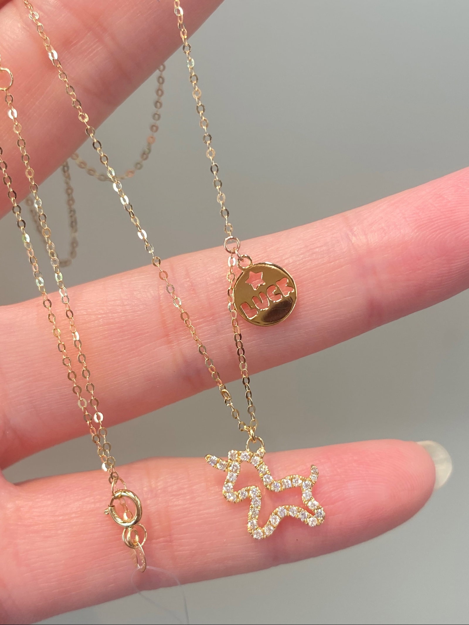 18K Gold Natural Diamond Necklace - 3