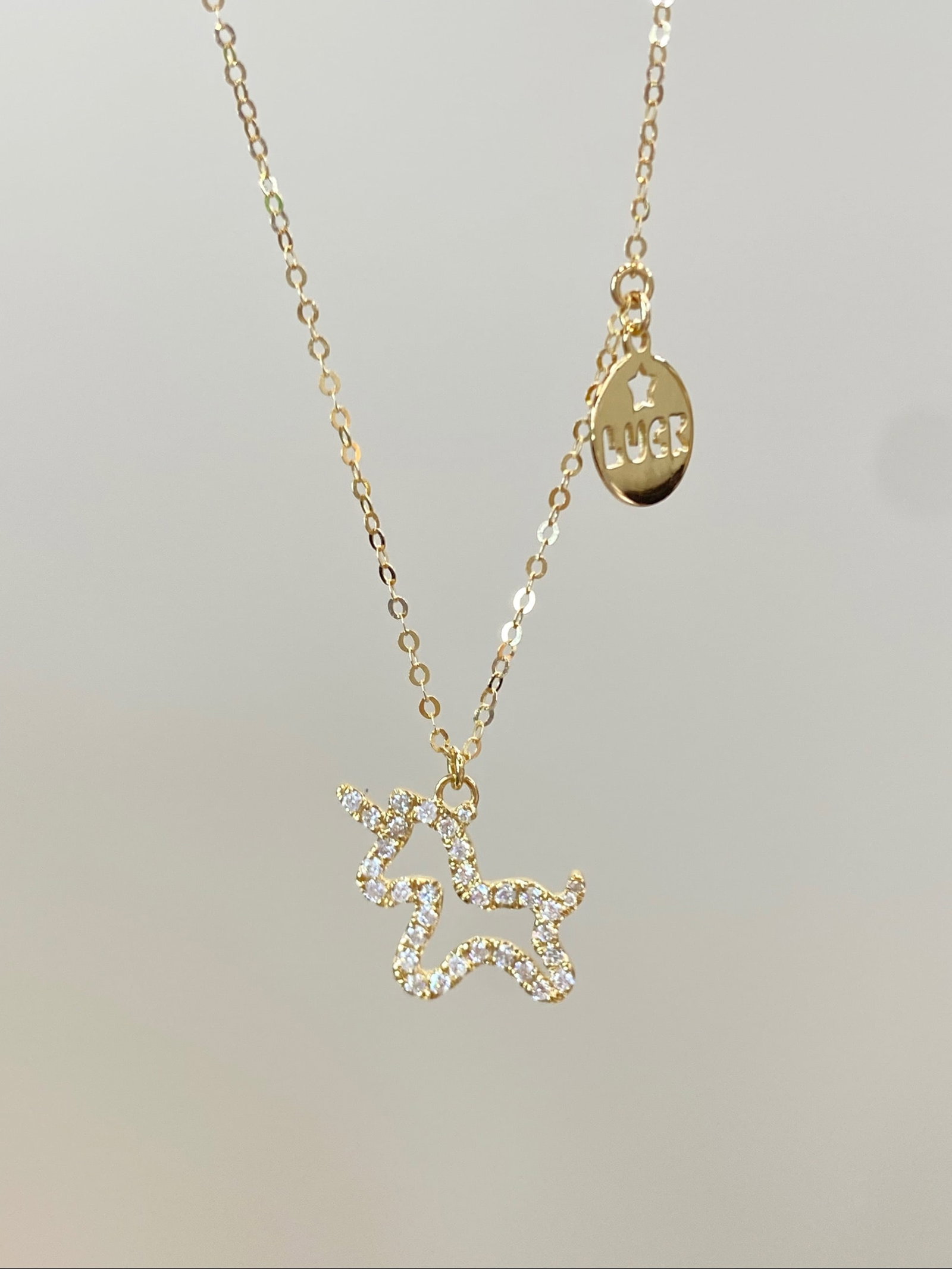 18K Gold Natural Diamond Necklace - 4