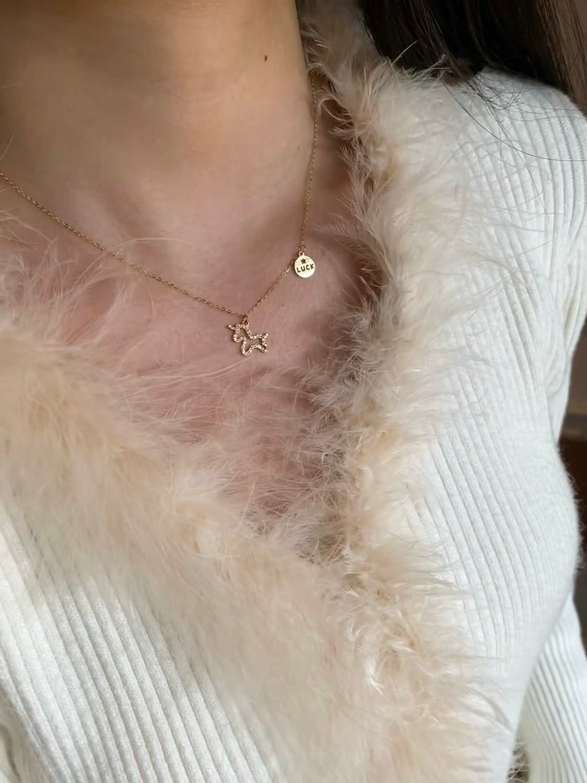 18K Gold Natural Diamond Necklace - 5