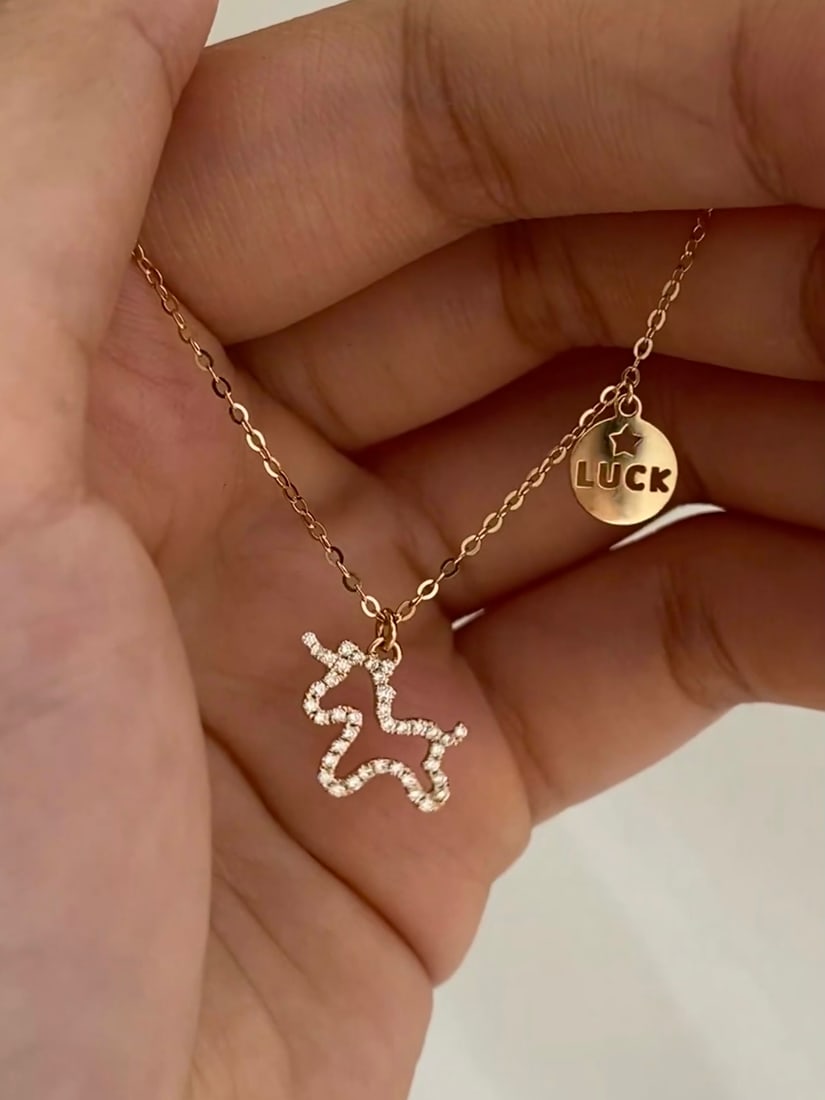 18K Gold Natural Diamond Necklace - 6