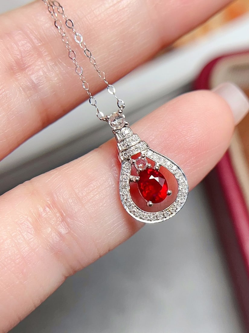 18K Gold Ruby Necklace - 4