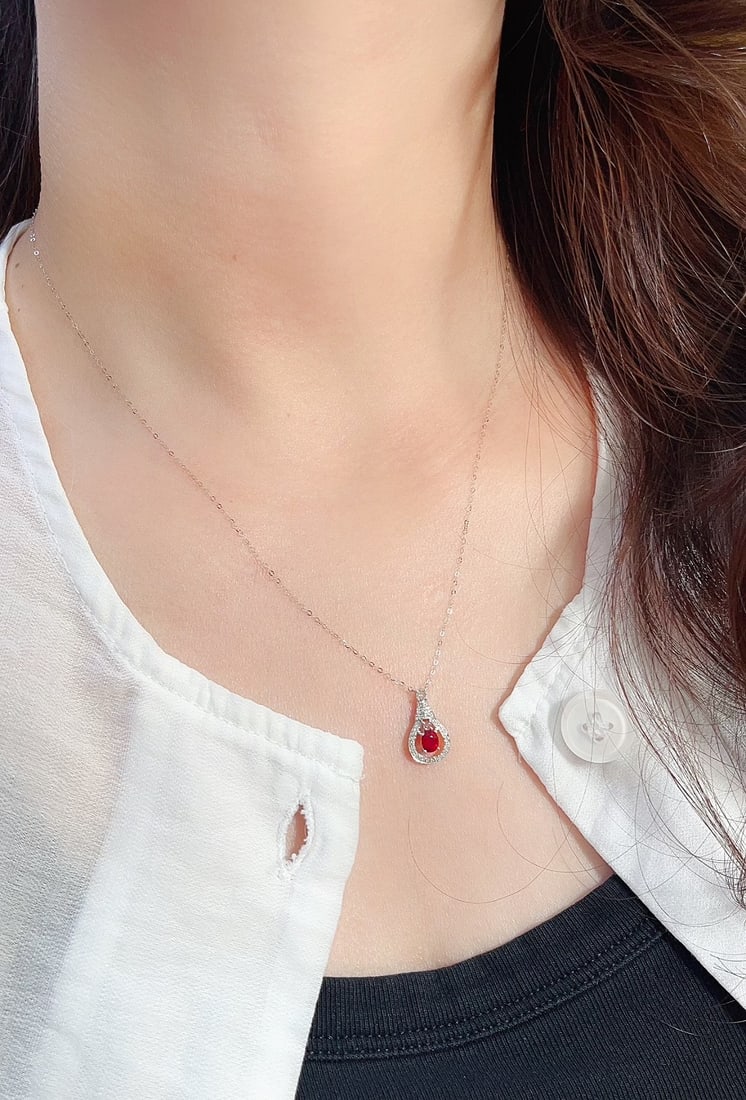 18K Gold Ruby Necklace - 6
