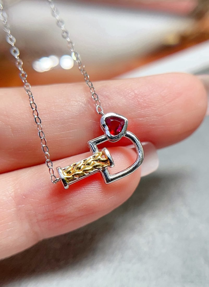 18K Gold Ruby Necklace - 4