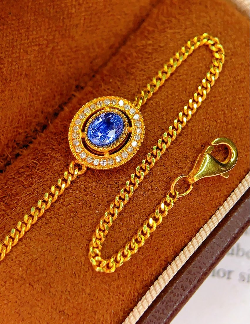18K Gold Natural Sapphire Bracelet - 3
