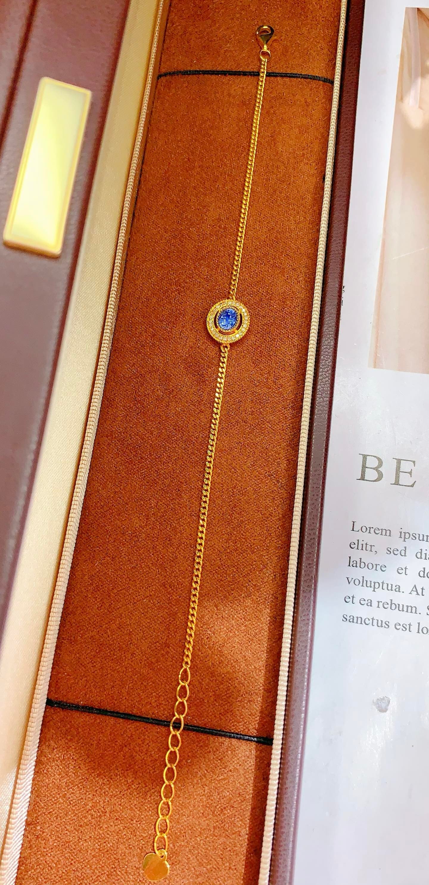 18K Gold Natural Sapphire Bracelet - 7