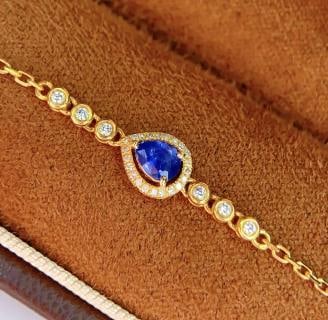 18K Gold Natural Sapphire Bracelet